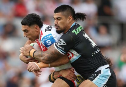 Five and a Kick: Savage Sharks devour Dragons, Roosters rise to second by thrashing Titans but JWH's a liability