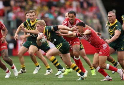 Tommy guns: Dearden and Trbojevic fire up as boxing Kangaroos topple Tonga in heavyweight slugfest