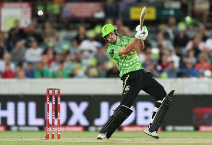 Sam slams Strikers in record-breaking knock on debut as Thunder power home with 31-run over to win thriller