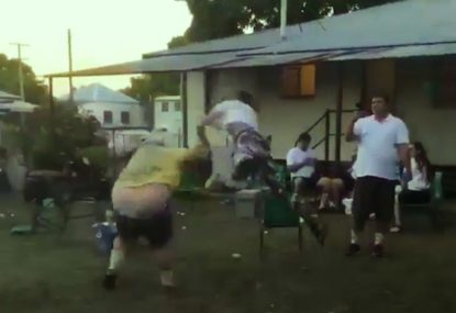 136kg v 60kg 'run it straight' challenge ends even worse than you'd think