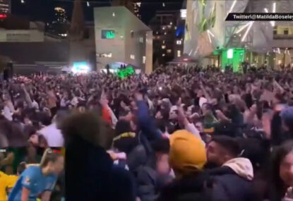 WATCH: Please enjoy Fed Square going OFF at Sam Kerr's goal