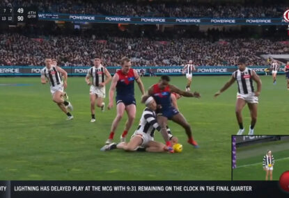 'He can't foresee Darcy Moore going to ground': Lewis argues for Pickett leniency over bump