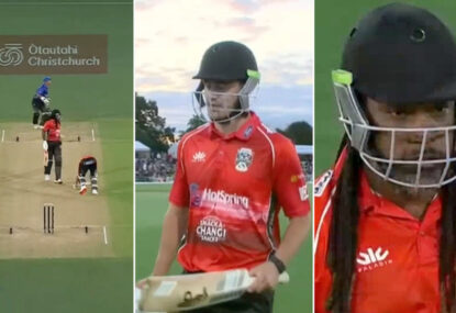 'He'll be filthy!' Sheer comedy as 'lackadaisical' Chris Gayle runs out All Blacks star