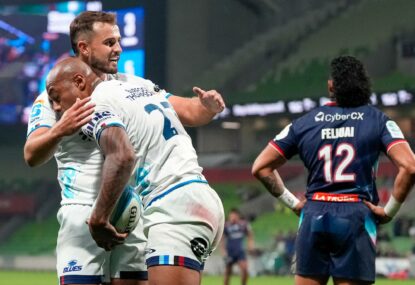 Blues turn it on late to smash Rebels as gun young lock finally stands
