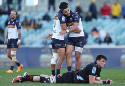 Brumbies end 15-year drought against Crusaders as 80th minute penalty try seals remarkable finish