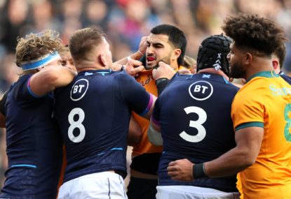 AS IT HAPPENED: Wallabies' Grand Slam dream ended by powerful Scotland, Suaalii injured